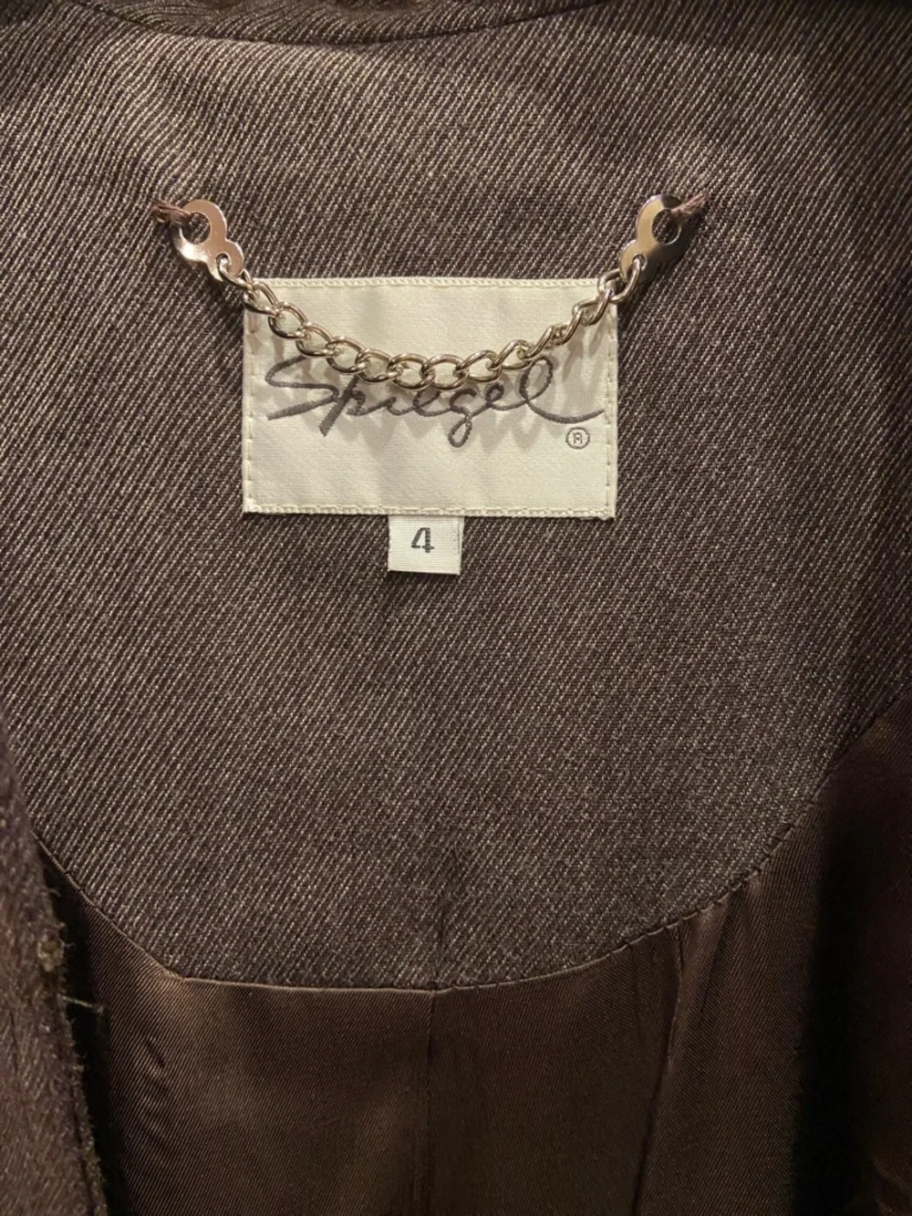 Vintage Spiegel Brown Trench Coat with Chain Detail on the tag size 4 - Picture 2 of 6